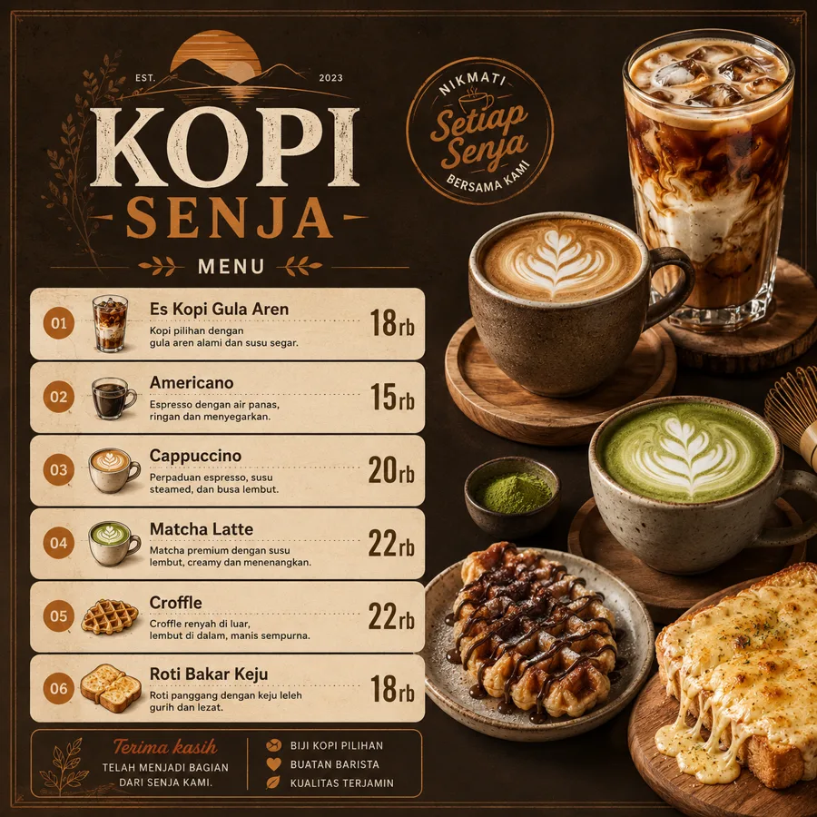 Contoh hasil Menu F&B